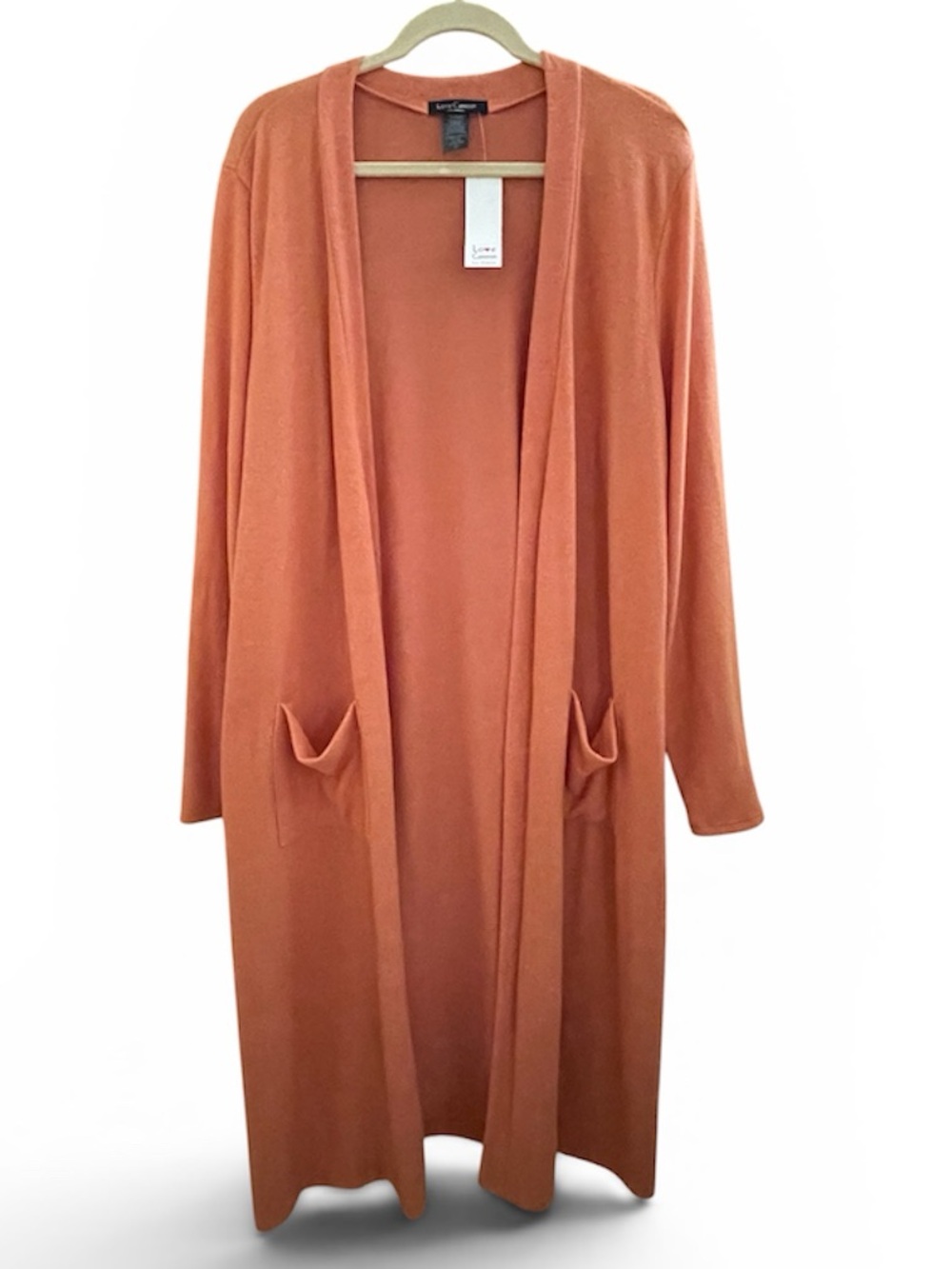 Long Open-Front Soft Women's Cardigan Duster in Pumpkin Spice Size 3X NWT